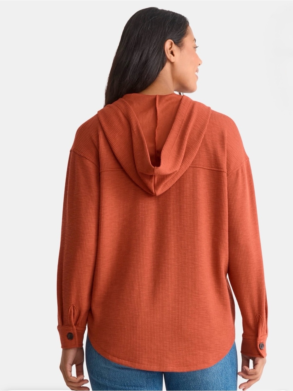Textured Button-Front Shirt Jacket in Rust - Picture 2 of 6